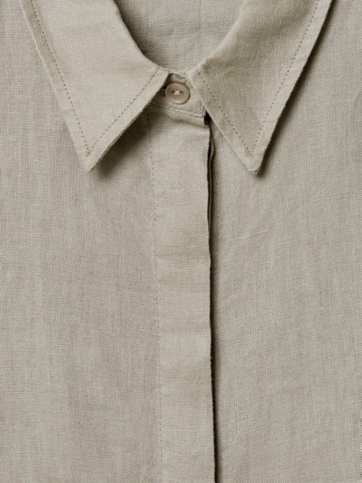 рубашка классическая из льна от бренда sela вид слева