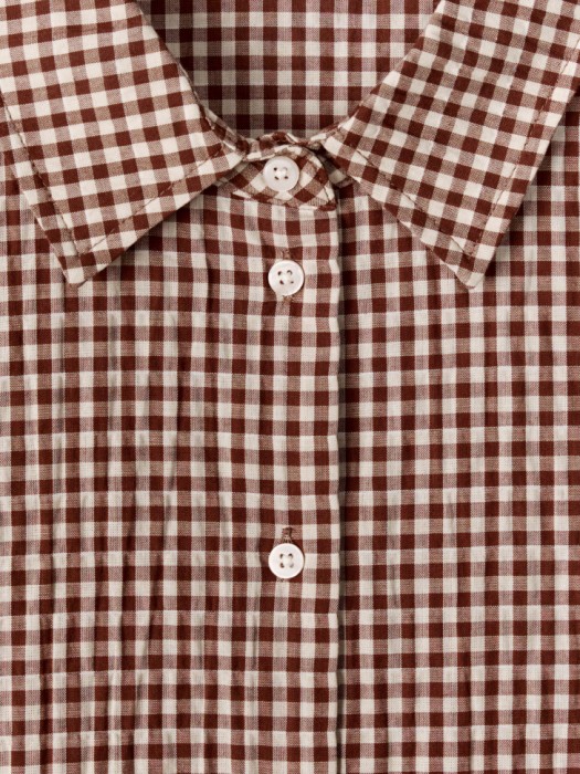 рубашка оверсайз из хлопка в мелкую клетку от бренда sela вид слева