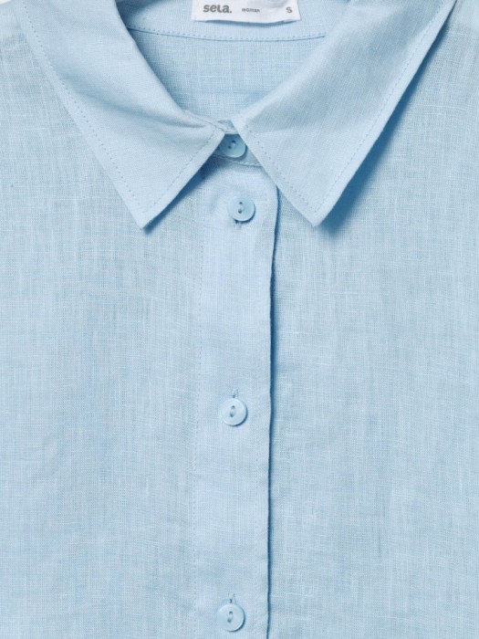 рубашка оверсайз из льна из проверенных материалов спереди