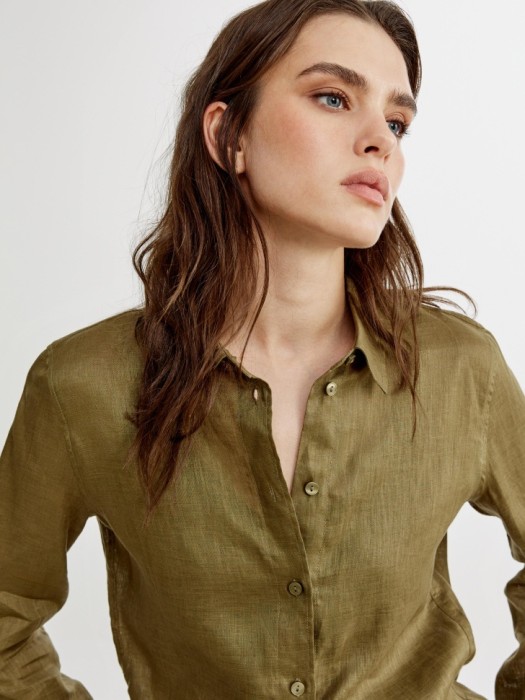 рубашка оверсайз из льна по цене 4599 руб вид справа