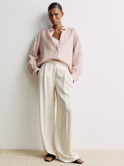 рубашка оверсайз из рами и лиоцелла премиум качества от бренда sela вид слева