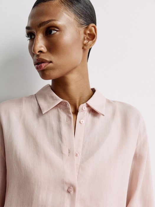 рубашка оверсайз из рами и лиоцелла премиум качества из россии вид сбоку
