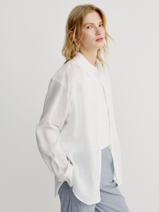 рубашка оверсайз из тонкого льна из россии вид сбоку