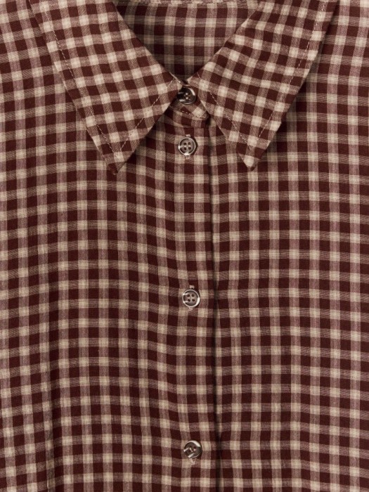 рубашка оверсайз из вискозы и хлопка в клетку от бренда sela вид слева