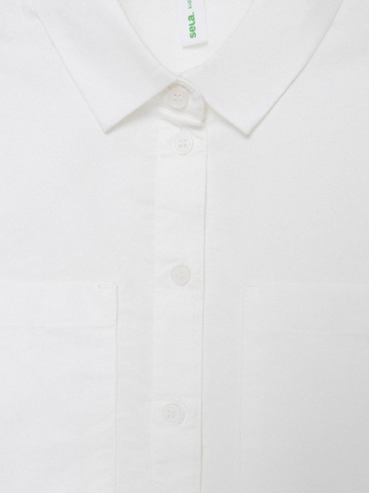 рубашка оверсайз с коротким рукавом для девочек из хлопка спереди