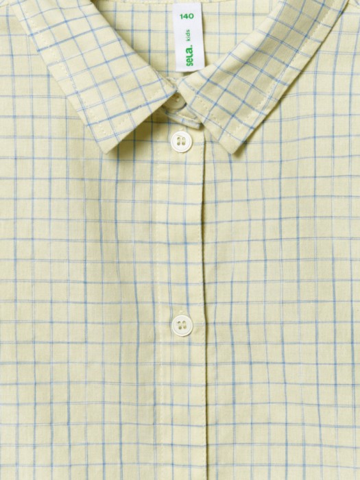 рубашка оверсайз в клетку для девочек из хлопка спереди