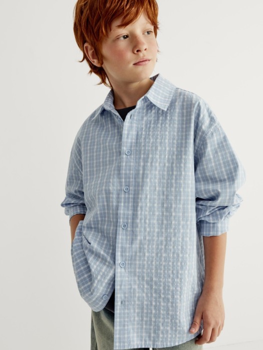 рубашка оверсайз в клетку для мальчиков 4610517464309 фотография