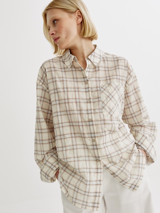 рубашка оверсайз в клетку из жатой ткани 4610517642424 фотография