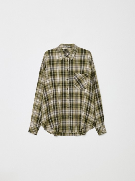 рубашка оверсайз в клетку из пластика спереди