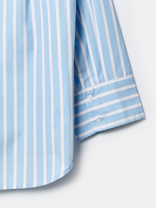 рубашка оверсайз в полоску для девочек из хлопка спереди