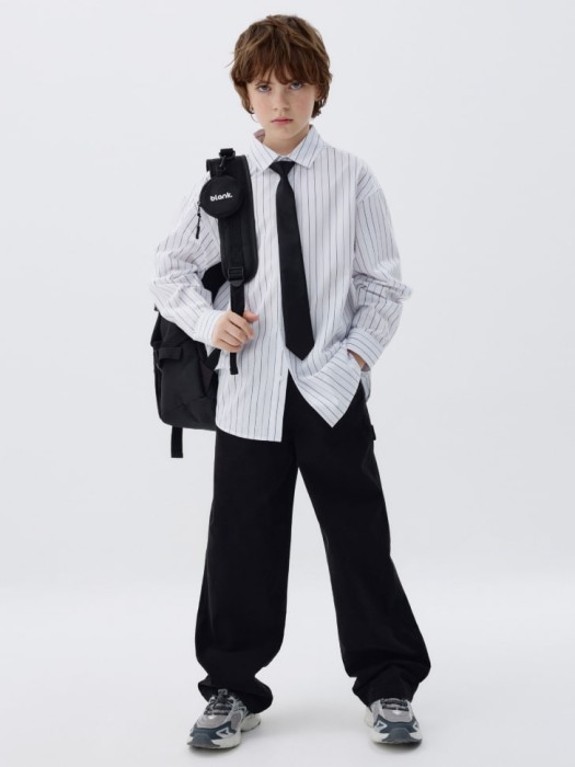 рубашка оверсайз в полоску для мальчиков от бренда sela вид слева