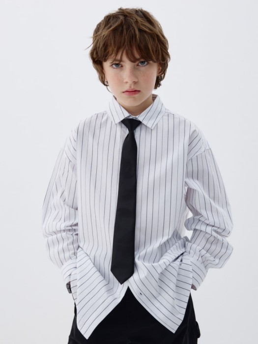 рубашка оверсайз в полоску для мальчиков по цене 1399 руб вид справа
