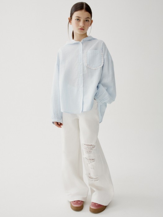 рубашка с капюшоном для девочек от бренда sela вид слева