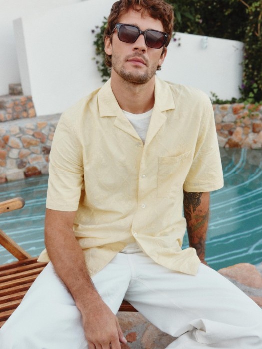 рубашка с коротким рукавом и вышивкой из хлопка спереди