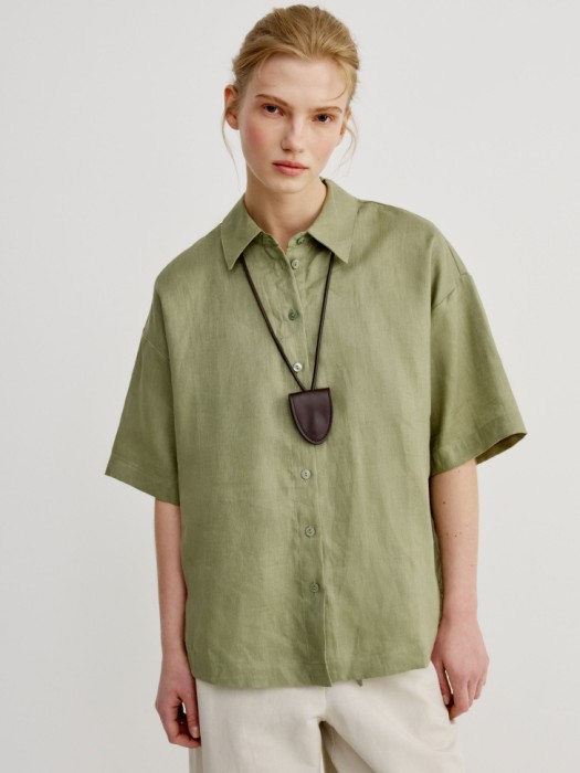 рубашка с коротким рукавом из льна 4610517307521 фотография