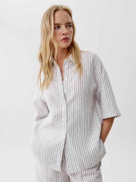 рубашка с коротким рукавом из льна 4610517307347 фотография