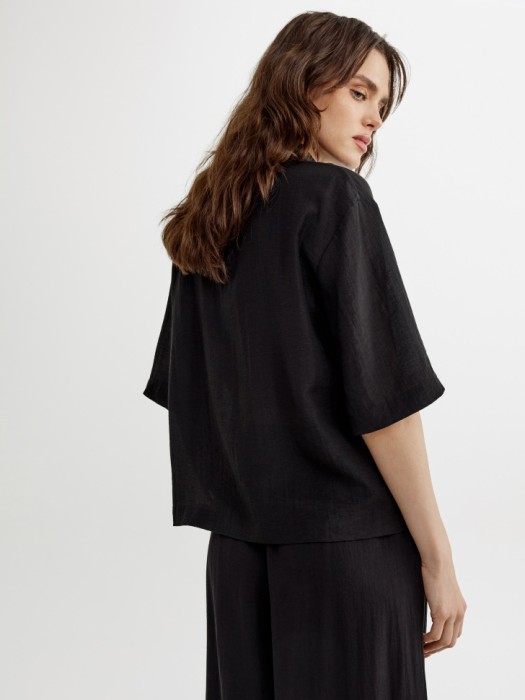 рубашка с коротким рукавом из смесовой вискозы по цене 2999 руб вид справа