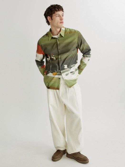 рубашка с рисунком из коллекции art people с алексеем ланцевым от бренда sela вид слева