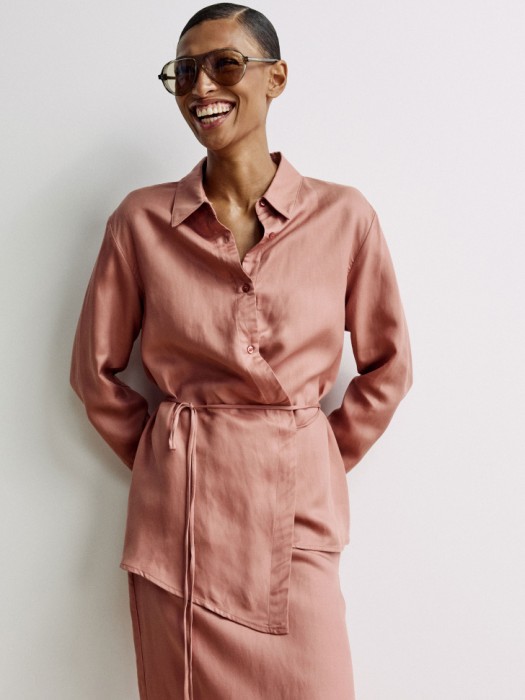 рубашка с запахом из тенселя и льна премиум качества 4610517945433 фотография