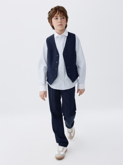 рубашка в полоску для мальчиков от бренда sela вид слева