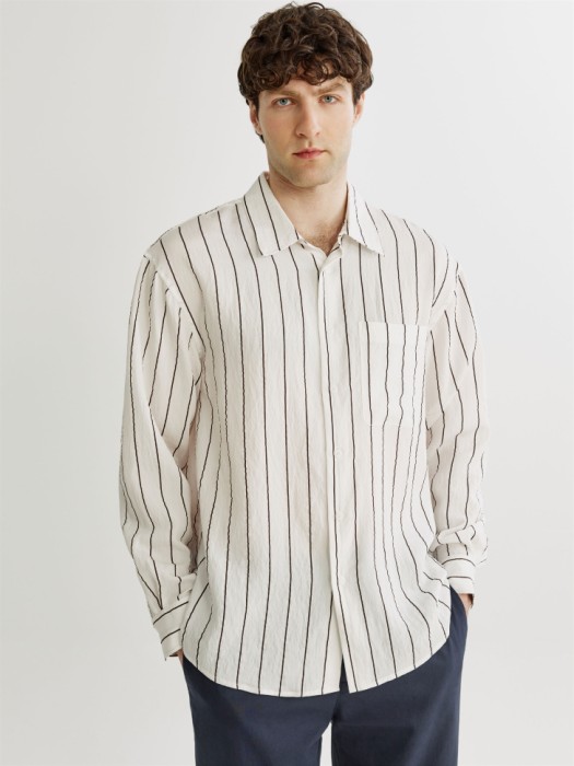 рубашка в полоску из смесового модала 4610517808677 фотография