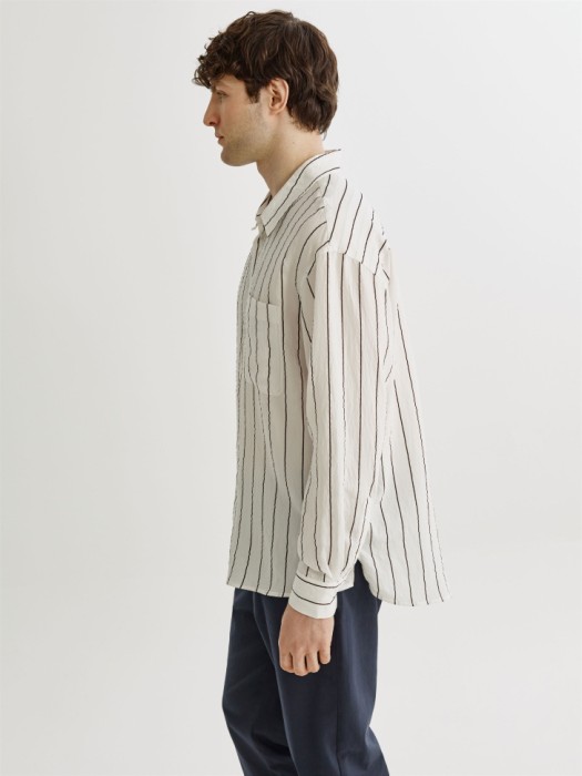 рубашка в полоску из смесового модала по цене 3599 руб вид справа