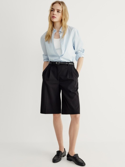 рубашка в полоску прямого кроя от бренда sela вид слева