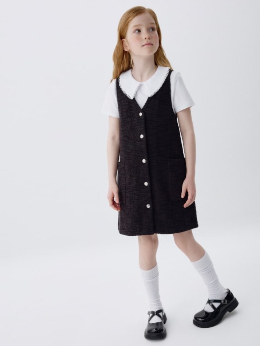сарафан на пуговицах для девочек от бренда sela вид слева