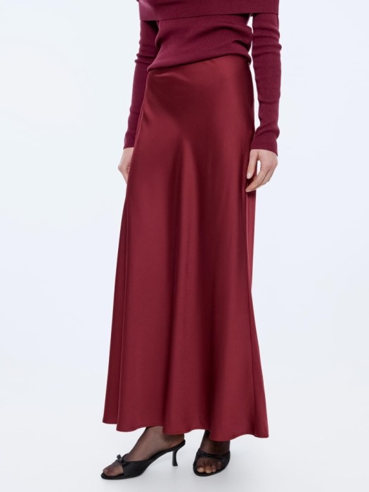 сатиновая юбка макси от бренда sela вид слева