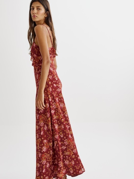 шифоновое макси платье с воланом из россии вид сбоку