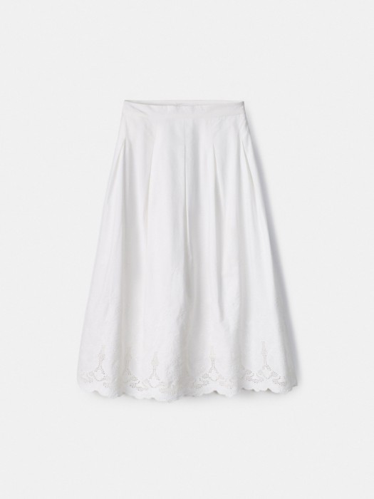 широкая юбка миди со складками и вышивкой 4640611060442 фотография