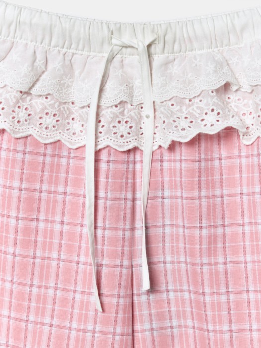 широкие брюки в клетку с баской для девочек из россии вид сбоку