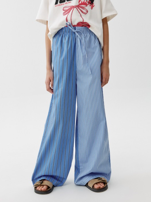 широкие брюки в полоску для девочек от бренда sela вид слева