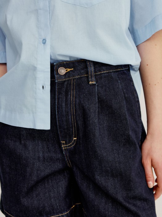 широкие джинсовые шорты с высокой посадкой по цене 3599 руб вид справа