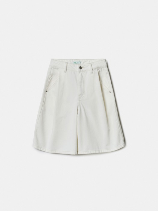 широкие джинсовые шорты со складками из хлопка спереди