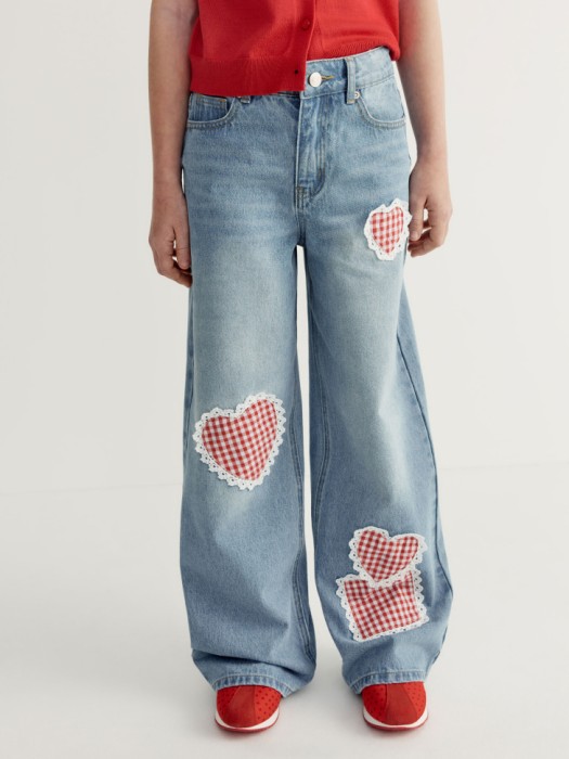 широкие джинсы с декором для девочек из коллекции art people с авророй ефимовой от бренда sela вид слева