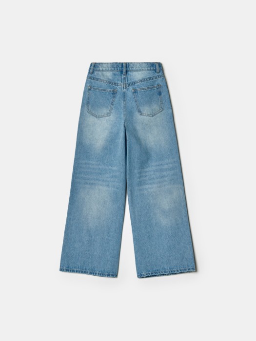 широкие джинсы с декором для девочек из коллекции art people с авророй ефимовой по цене 3299 руб вид справа