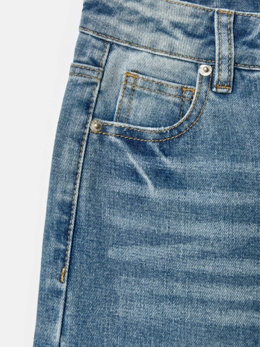 широкие джинсы с кружевным декором для девочек из россии вид сбоку