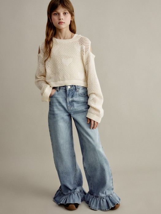 широкие джинсы с оборками для девочек 4610517517166 фотография