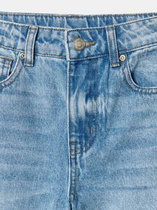 широкие джинсы с оборками для девочек из хлопка спереди