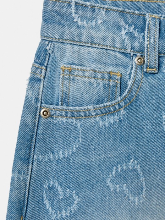 широкие джинсы с потертостями для девочек из россии вид сбоку