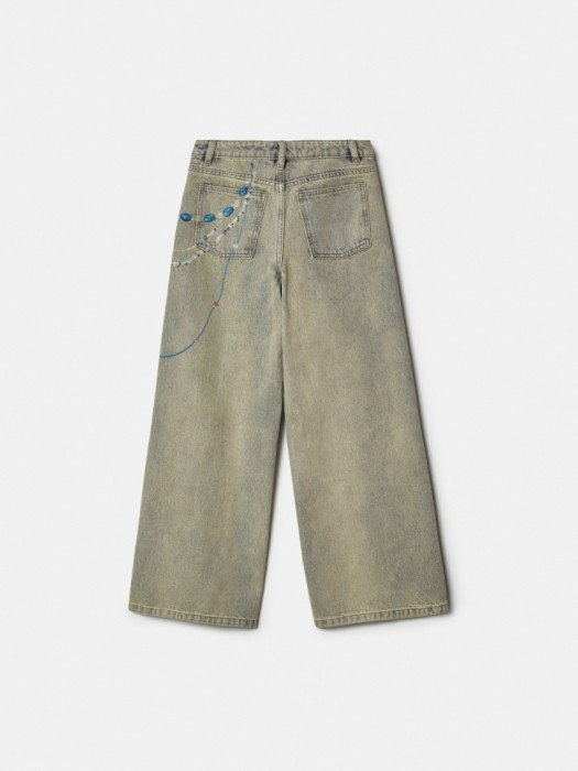 широкие джинсы с принтом для девочек по цене 2999 руб вид справа