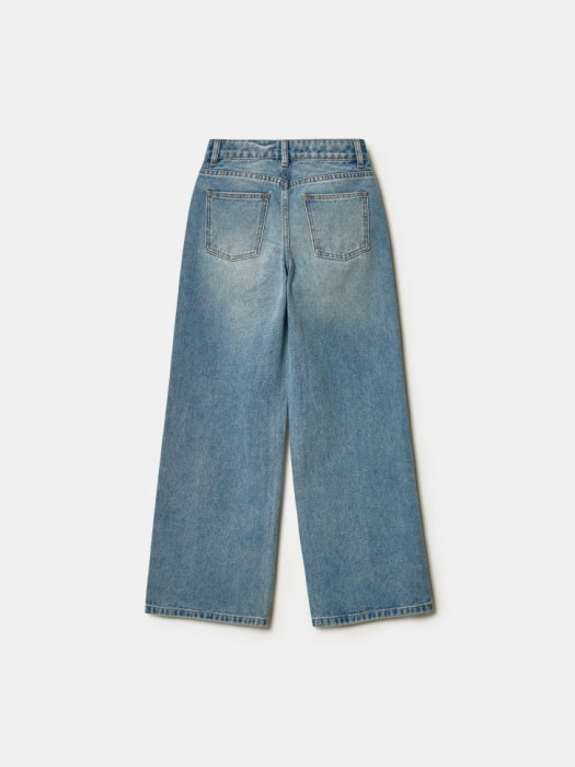 широкие джинсы с рельефным узором для девочек по цене 2999 руб вид справа