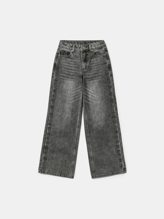 широкие джинсы с рельефным узором для девочек по цене 2999 руб вид справа