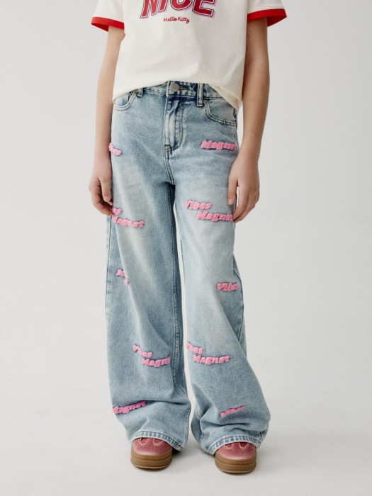 широкие джинсы с вышивкой для девочек 4610517539250 фотография