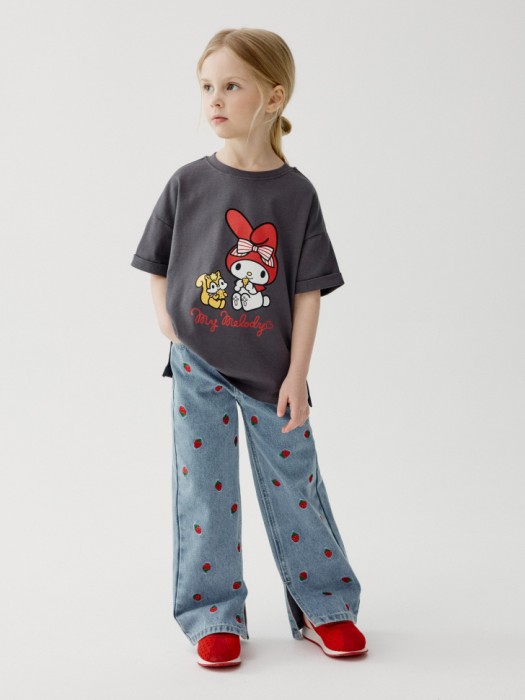 широкие джинсы с вышивкой для девочек 4610517566553 фотография