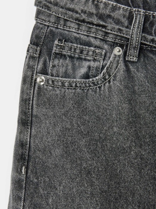 широкие джинсы со шнурком для девочек из хлопка спереди