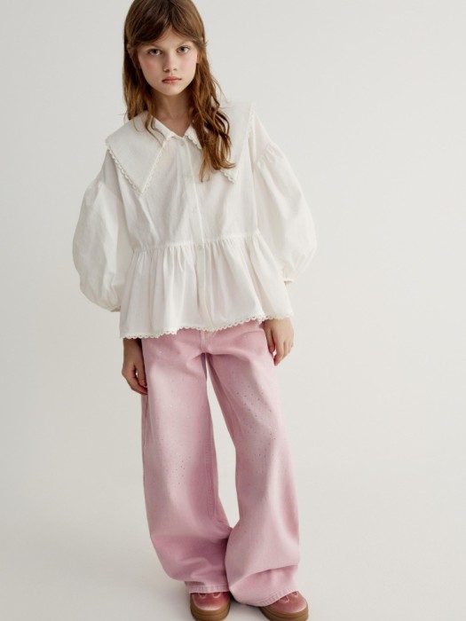 широкие джинсы со стразами для девочек 4610517539687 фотография