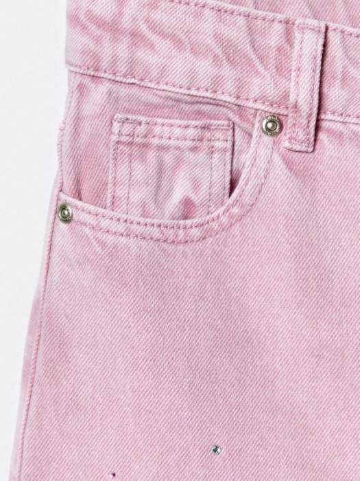 широкие джинсы со стразами для девочек из россии вид сбоку