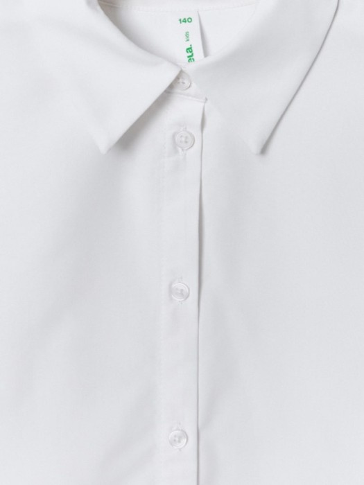 школьная рубашка оверсайз для девочек из льна спереди